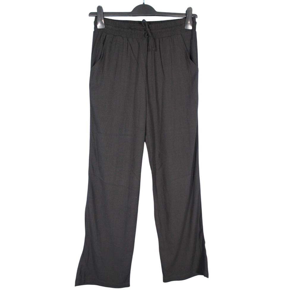 GREEN DRAGON Black CREPE Pockets DRAWSTRING WAIST Straight Leg DRESS PANTS Sz S